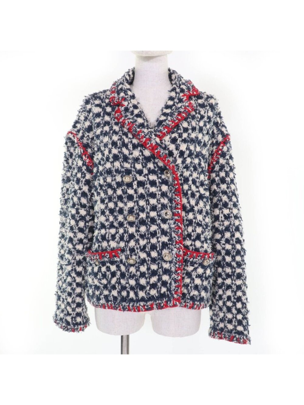Chanel Linen Cotton Coco Buttons Jacket Navy 36